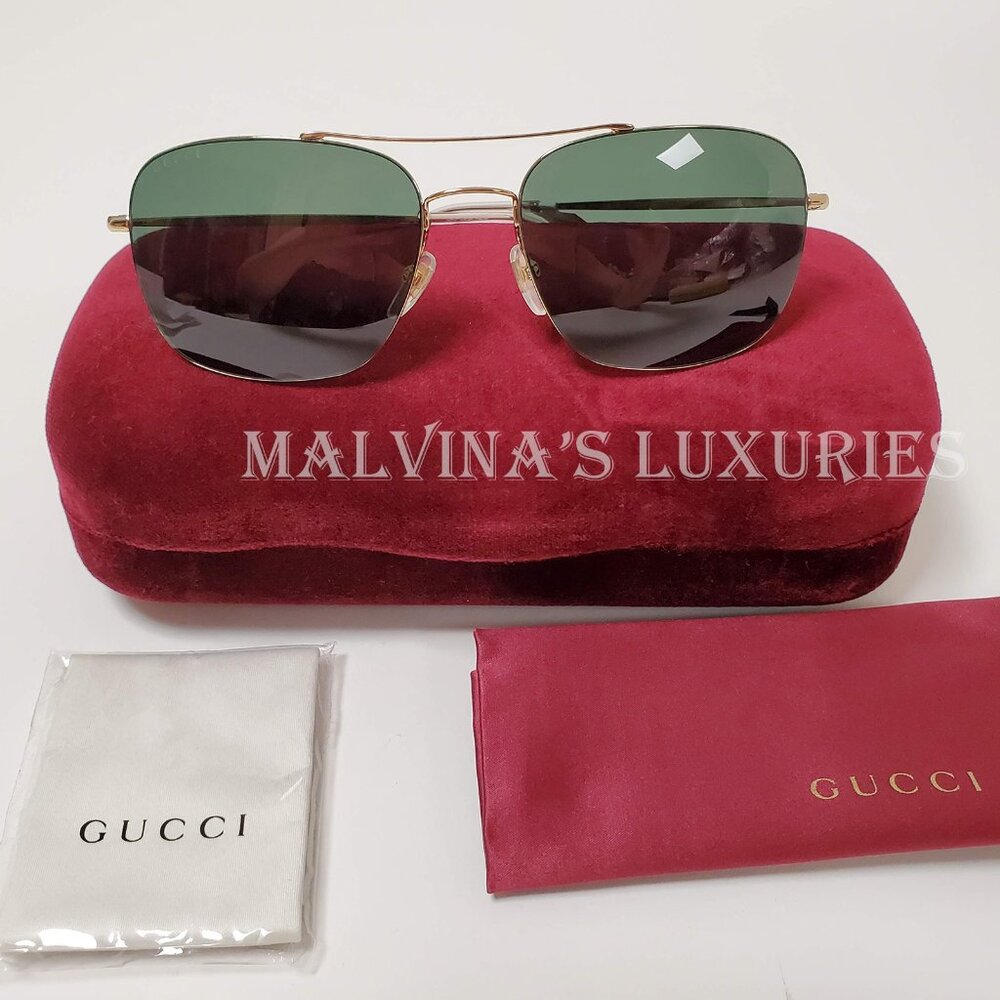 GUCCI SUNGLASSES GG0503S 003 MENS GOLD METAL AVIATOR INTERLOCKING G LOGO - Picture 2 of 12